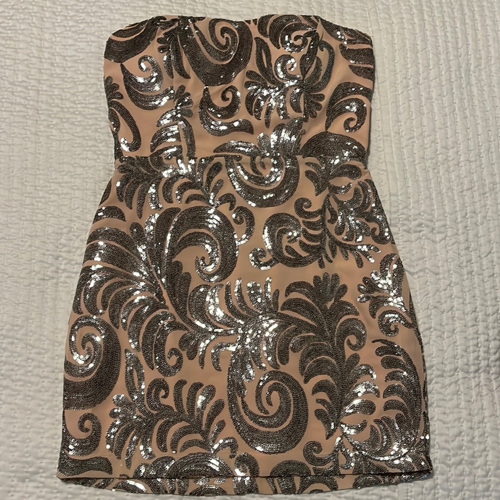Cute blush and silver sequin mini dress
